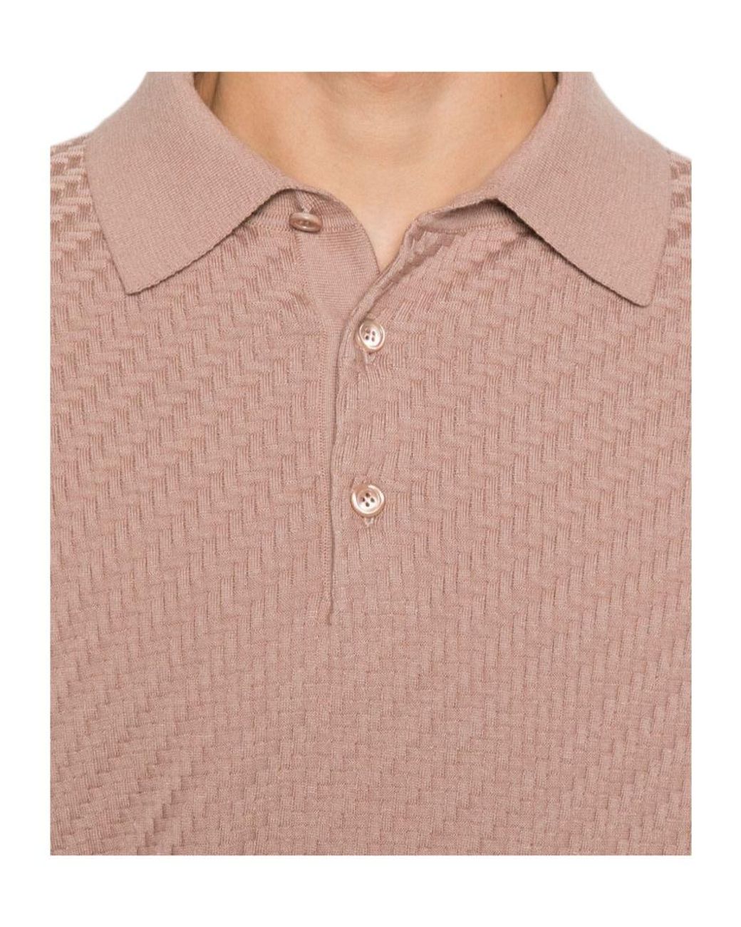 Brioni Pink Short-Sleeved Polo Shirt for men