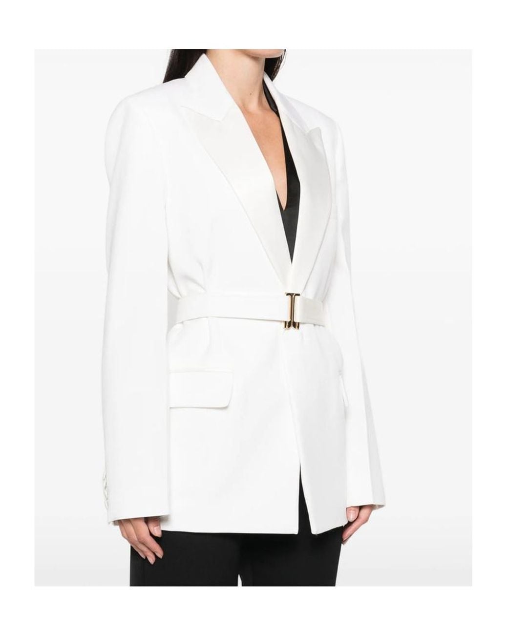 Victoria Beckham White Belted Tailored Jacket