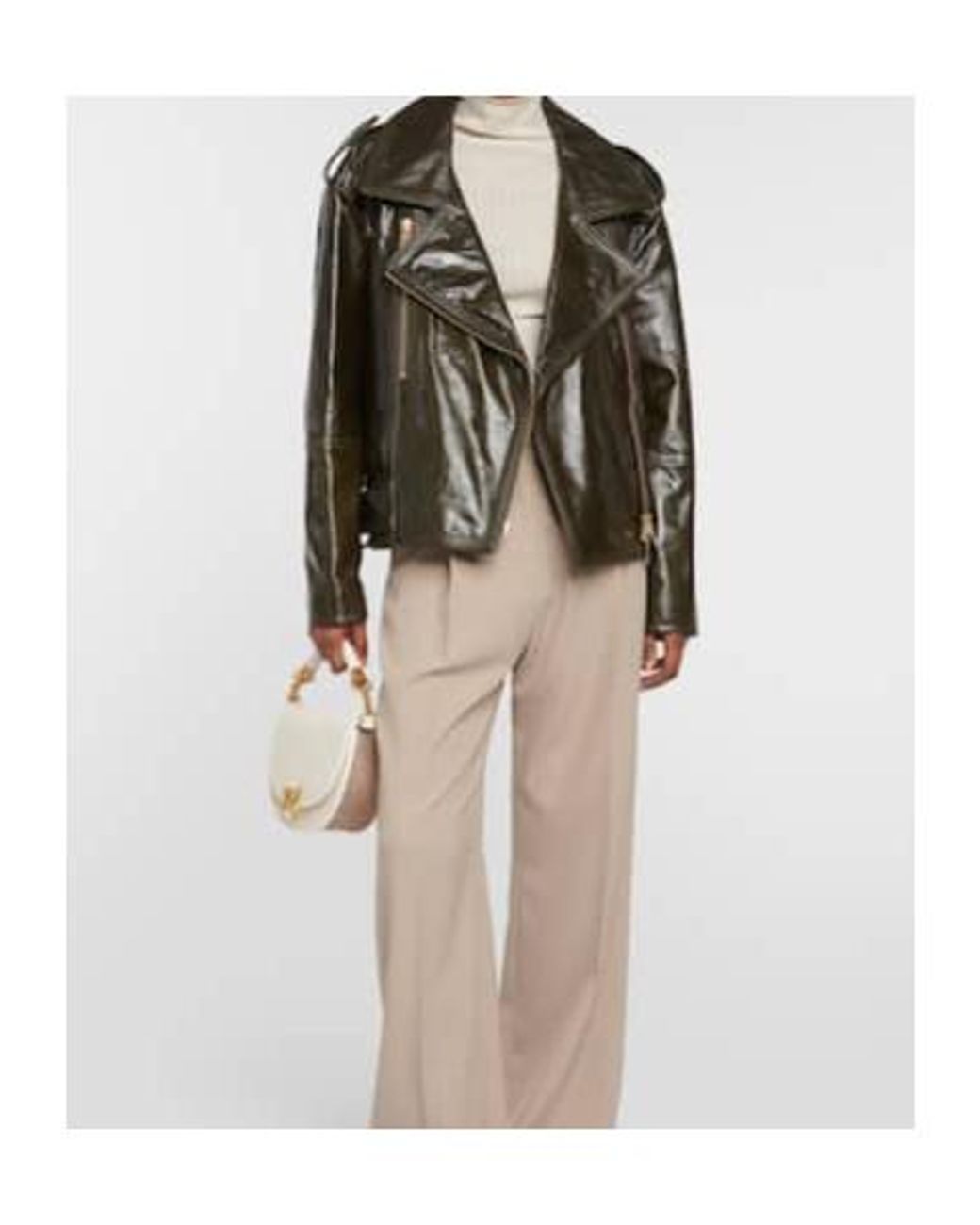 Dorothee Schumacher Black Lapel Long-Sleeved Leather Jacket