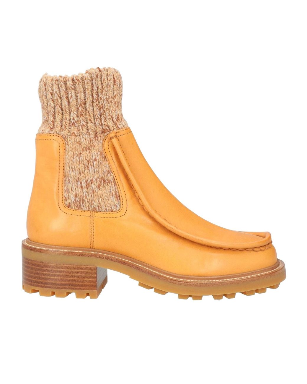 Chloé Orange Comfortable Multi-Color Round-Toe Ankle Boots