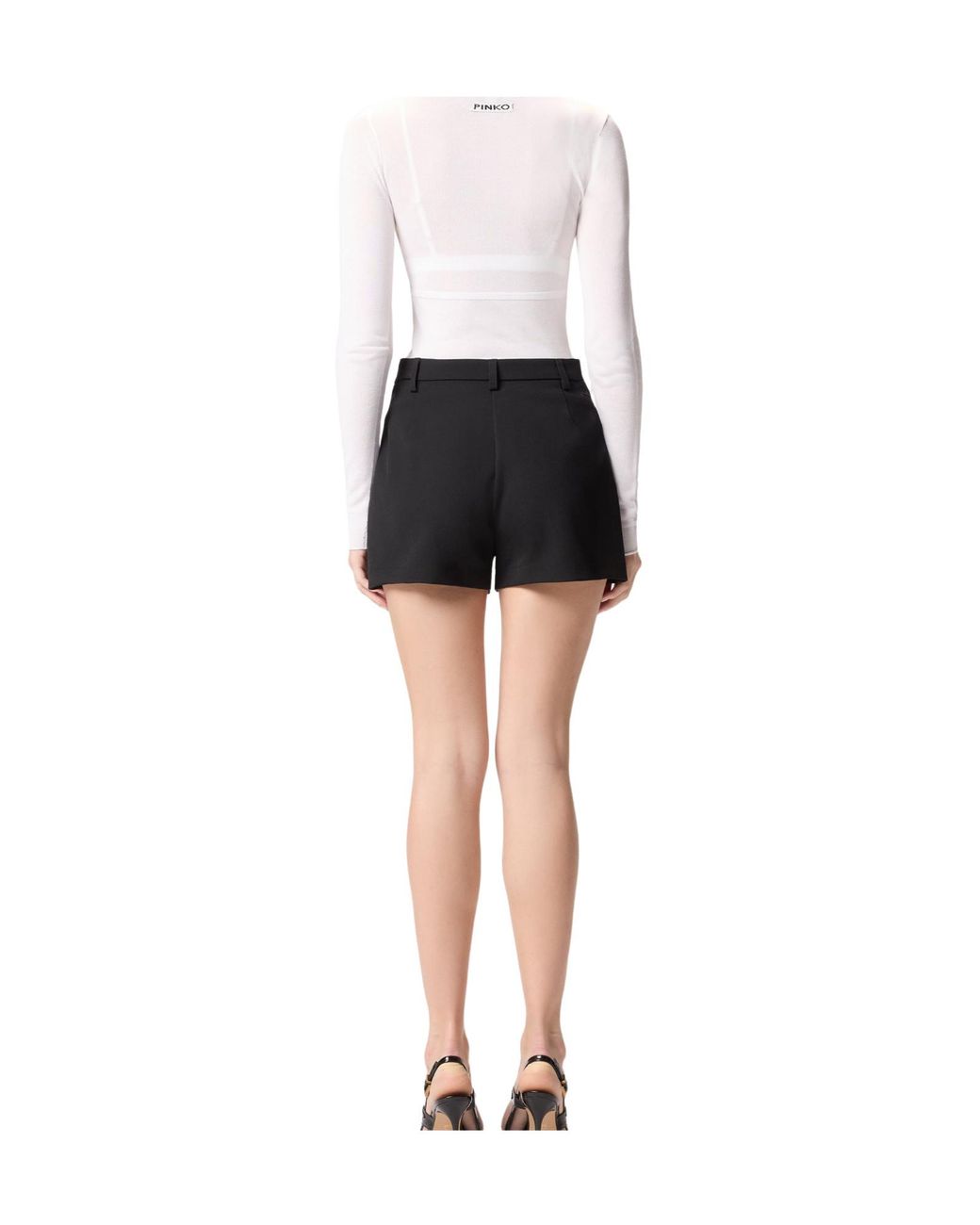 Pinko White Bustier Seam V-Neck Knitted Top
