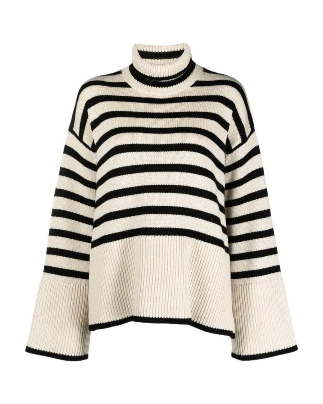 Totême Black Striped Turtleneck Wool-Blend Knitted Jumper