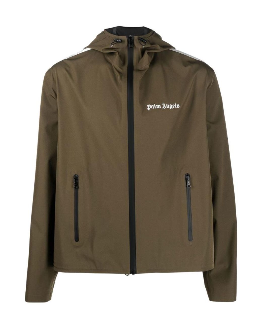 Palm Angels Green Logo-Print Hooded Jacket for men