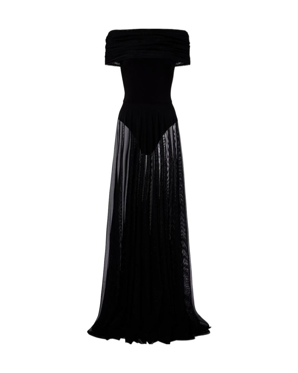 Norma Kamali Black Semi-Sheer Mesh Maxi Dress