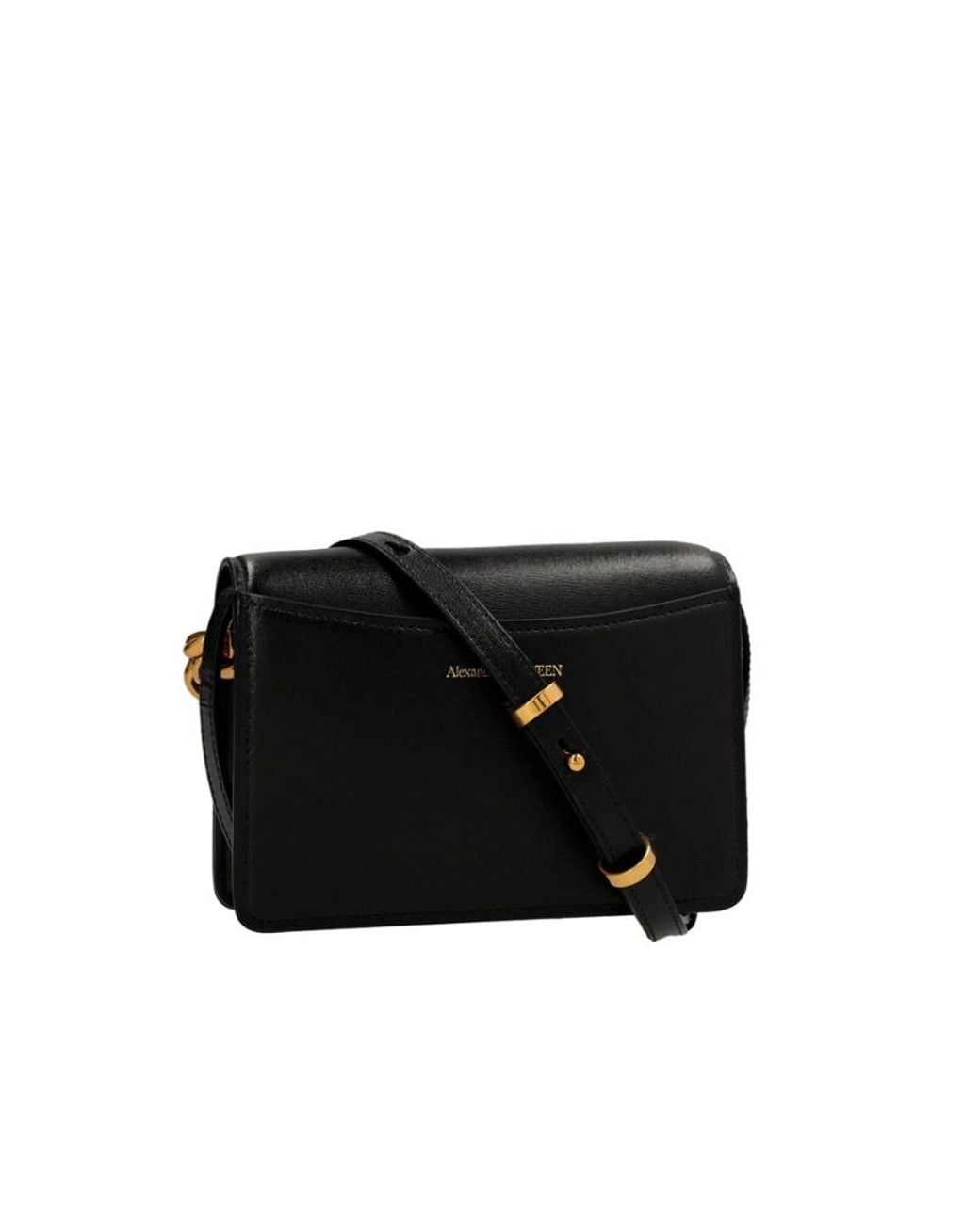 McQueen Black Four Ring Shoulder Bag