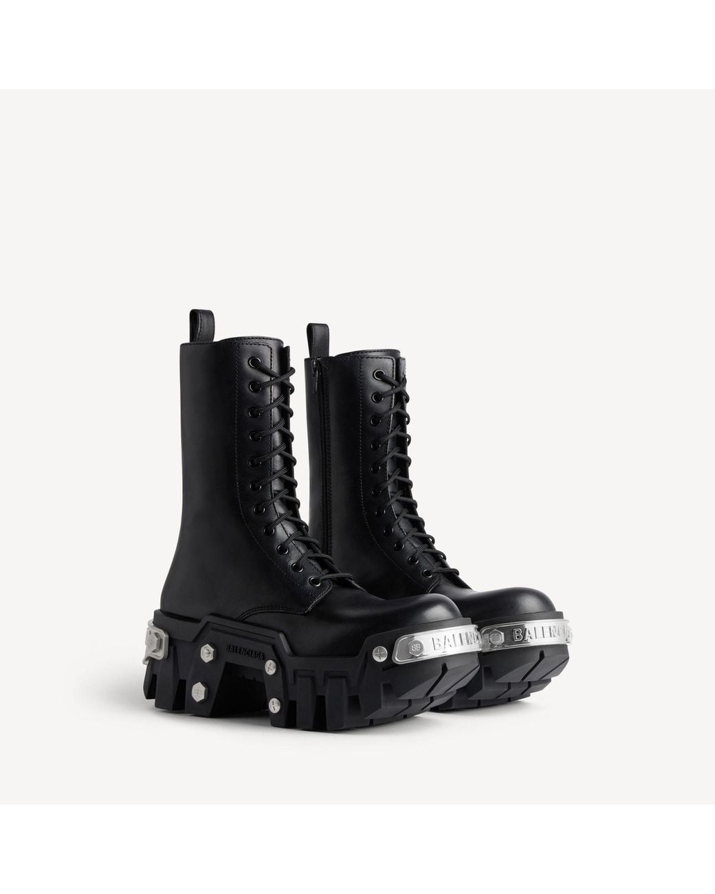 Balenciaga Black Bulldozer Platform Lace-Up Boots