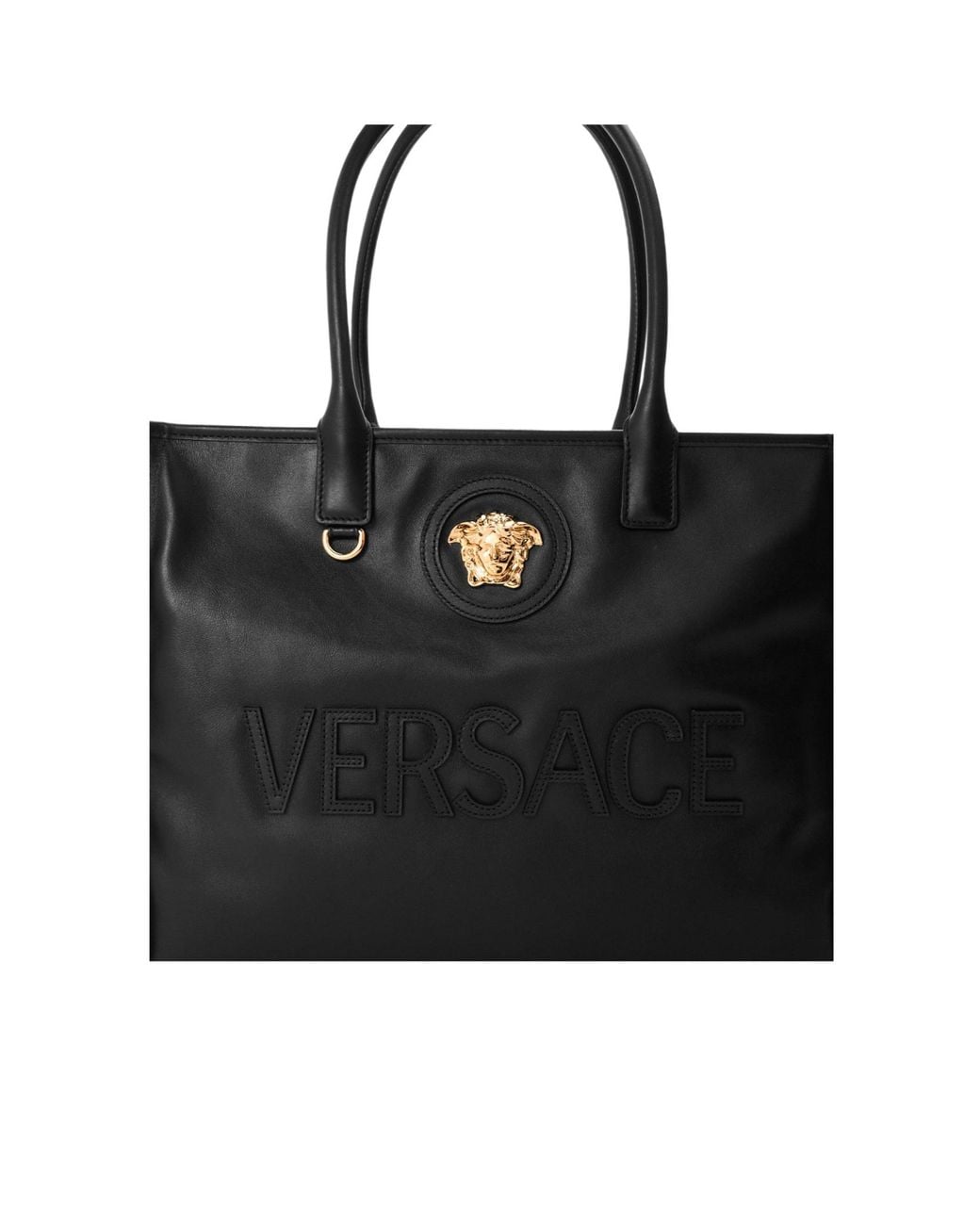Versace Black Leather Tote Bag
