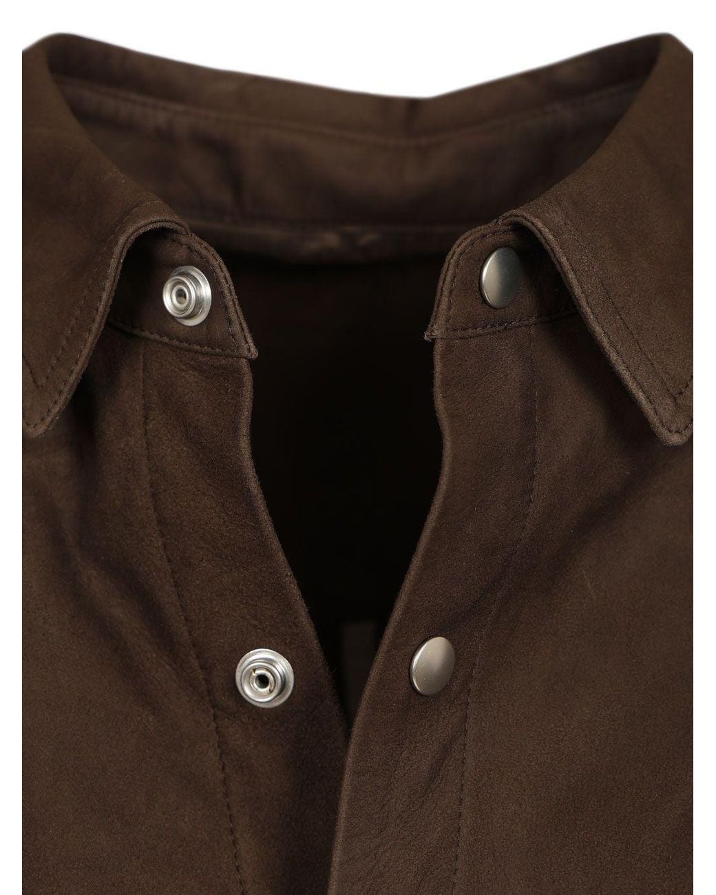 Rick Owens Brown Long Sleeved Leather Shirt for men
