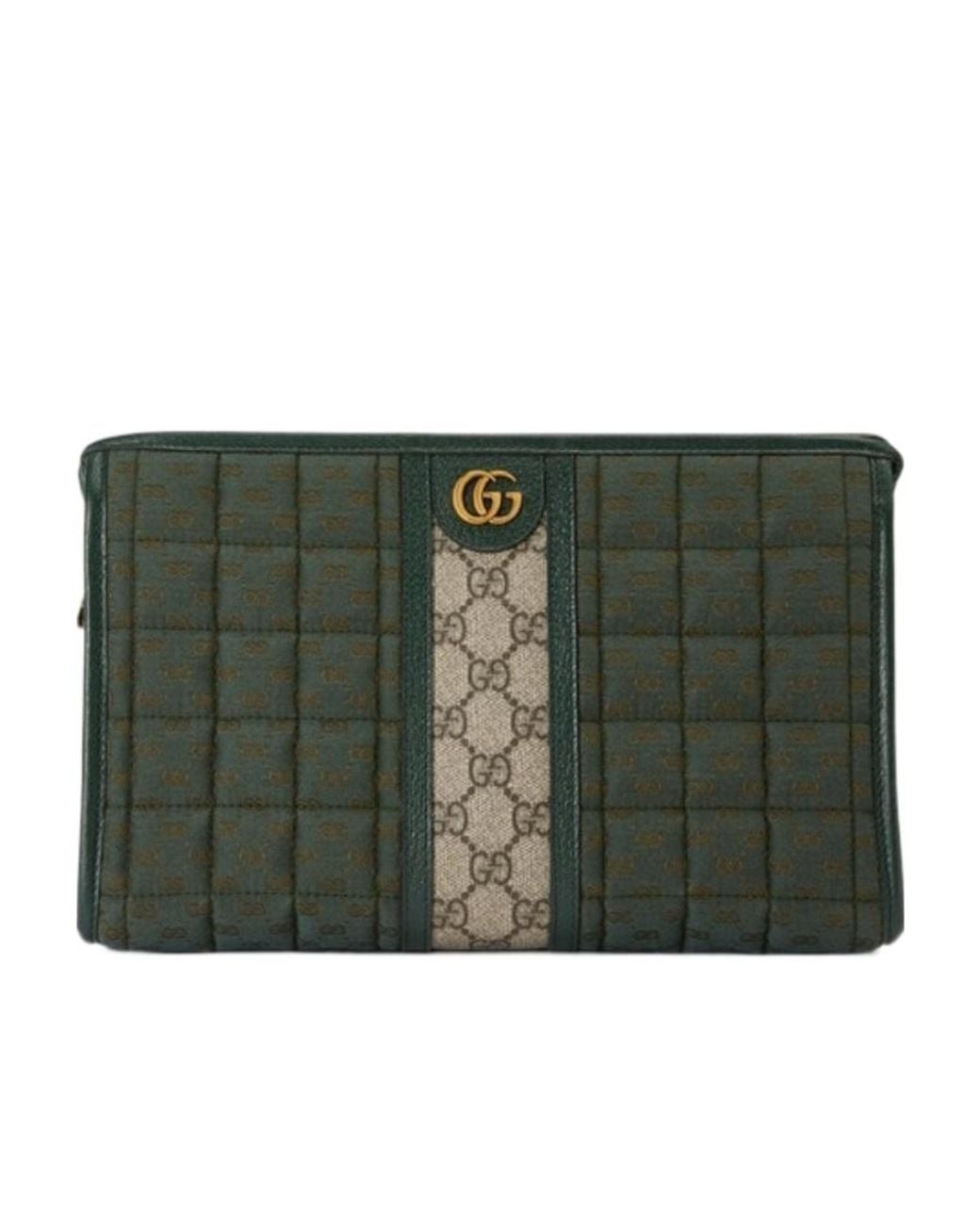 Gucci Green Gg-Canvas Quilted Clutch for men