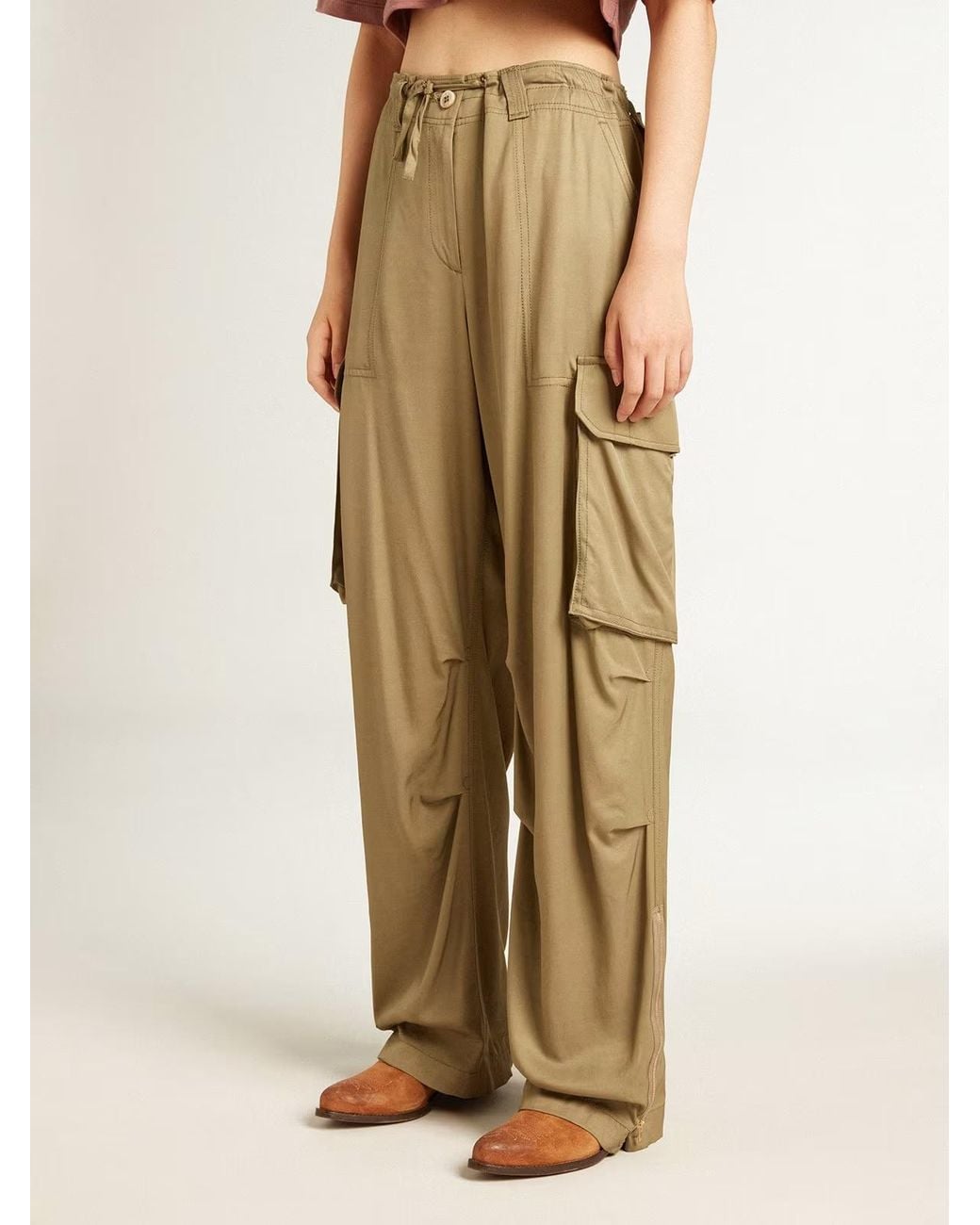 Golden Goose Deluxe Brand Green Colored Viscose Cargo Pants
