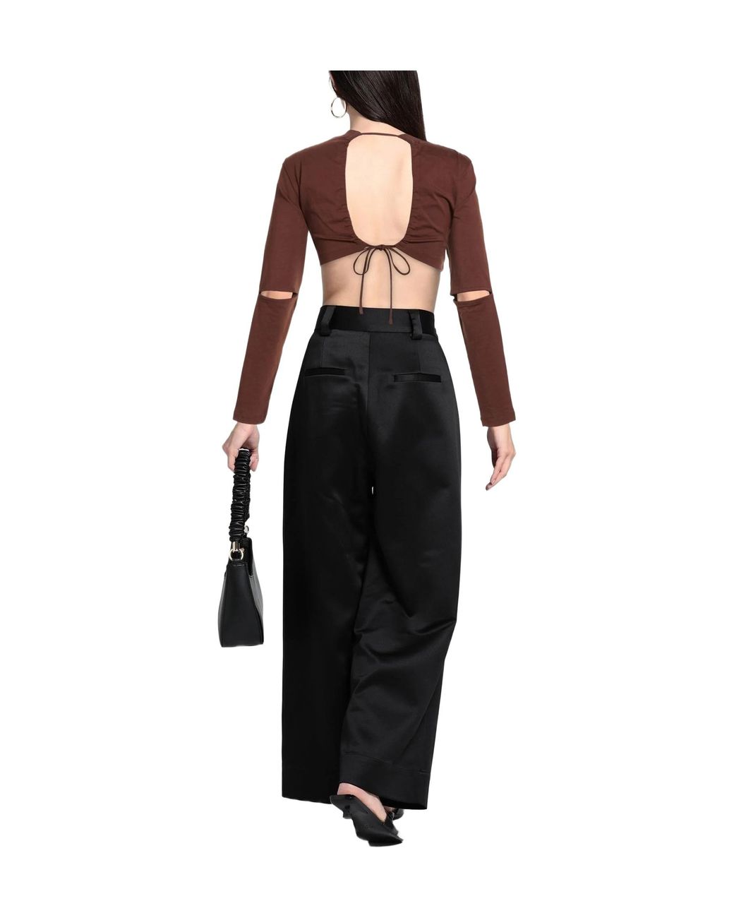 Jacquemus Brown Solid Color Crop Tops