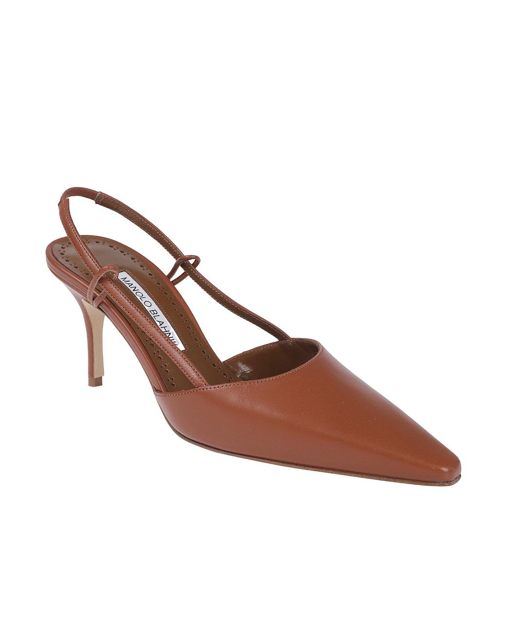 Manolo Blahnik Brown Open-Back High Heels