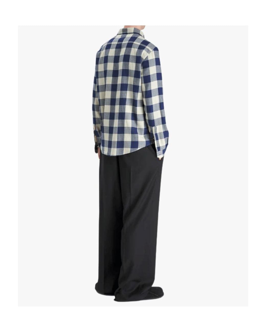 Barena Blue Long-Sleeve Buffalo Check Shirt for men