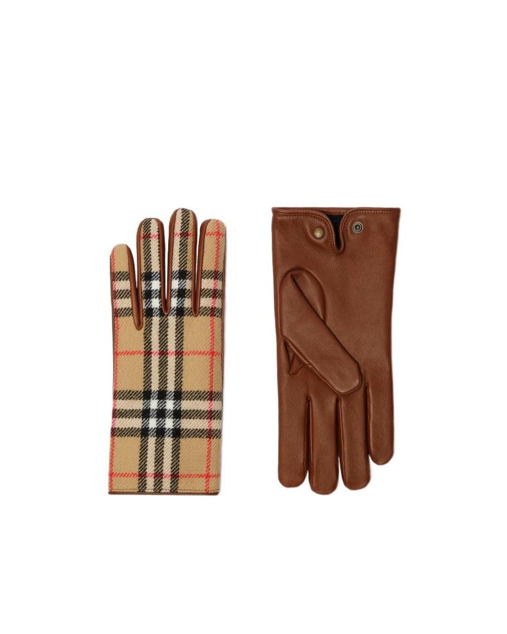 Burberry Multicolor Checked Press-Stud Closure Gloves for men