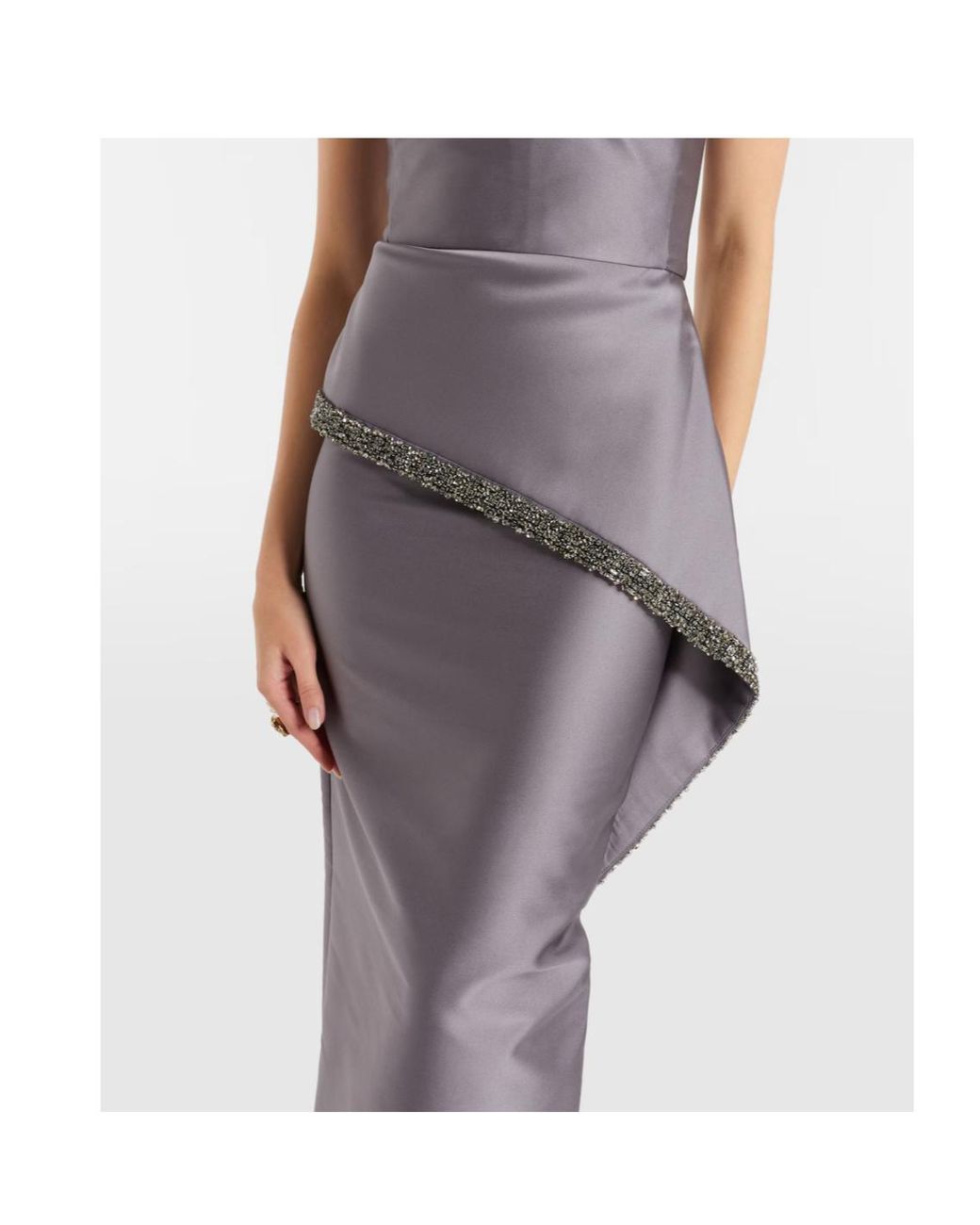 Roland Mouret Purple Taffeta Crystal-Embellished Gown