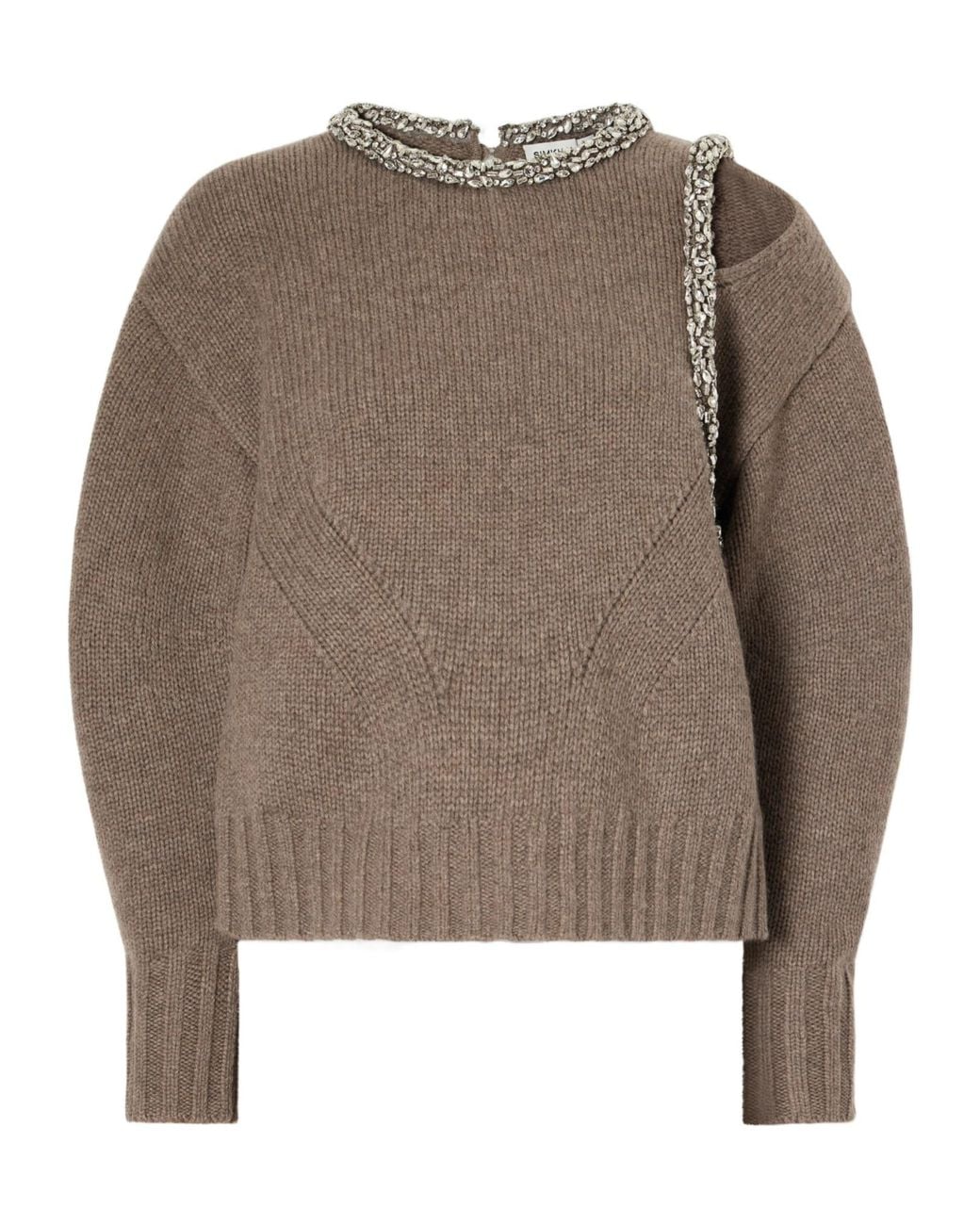 Jonathan Simkhai Brown Monroe Crystal-Embellished Sweater