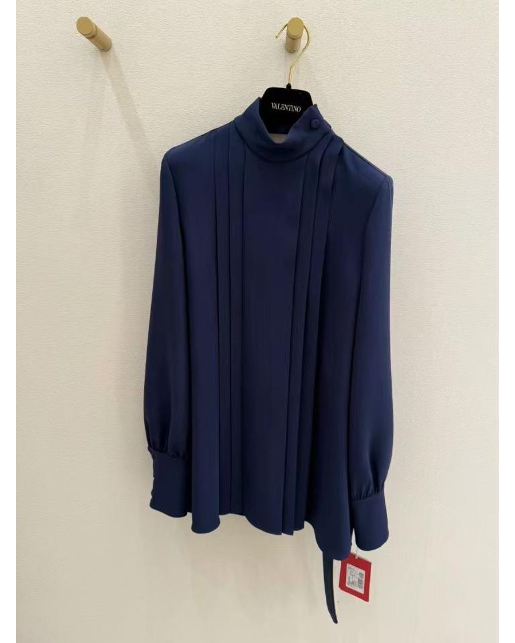 Valentino Blue Pleat Detailed Belted Top