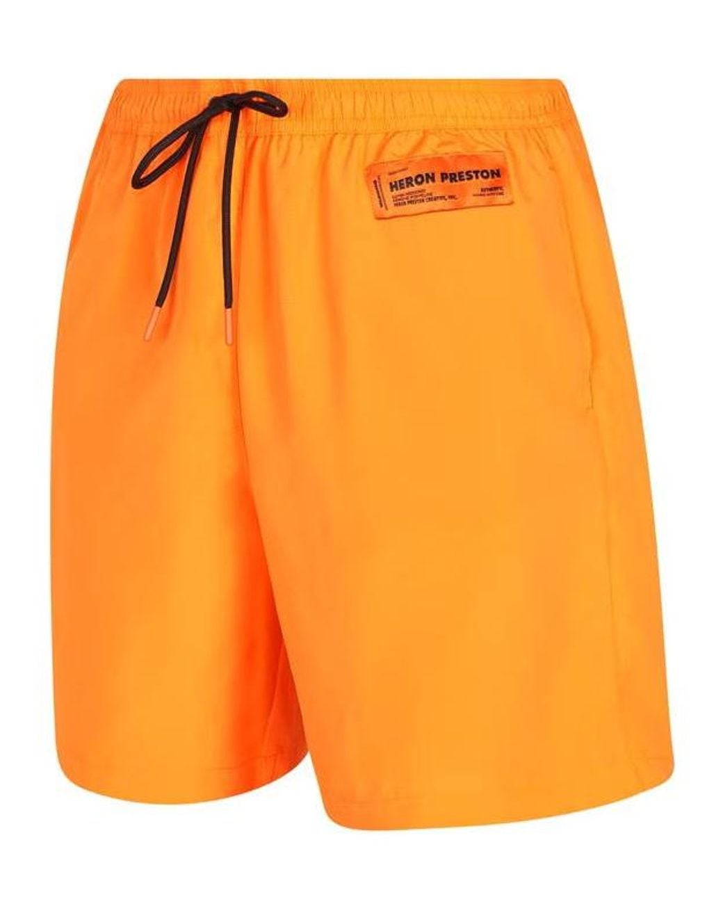 Heron Preston Orange Logo Patch Swim Shorts for men