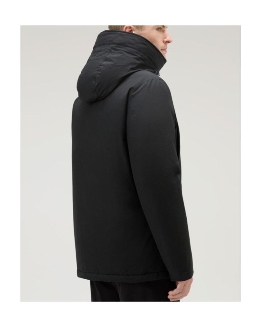 Woolrich Black Arctic Button-Up Padded Jacket for men