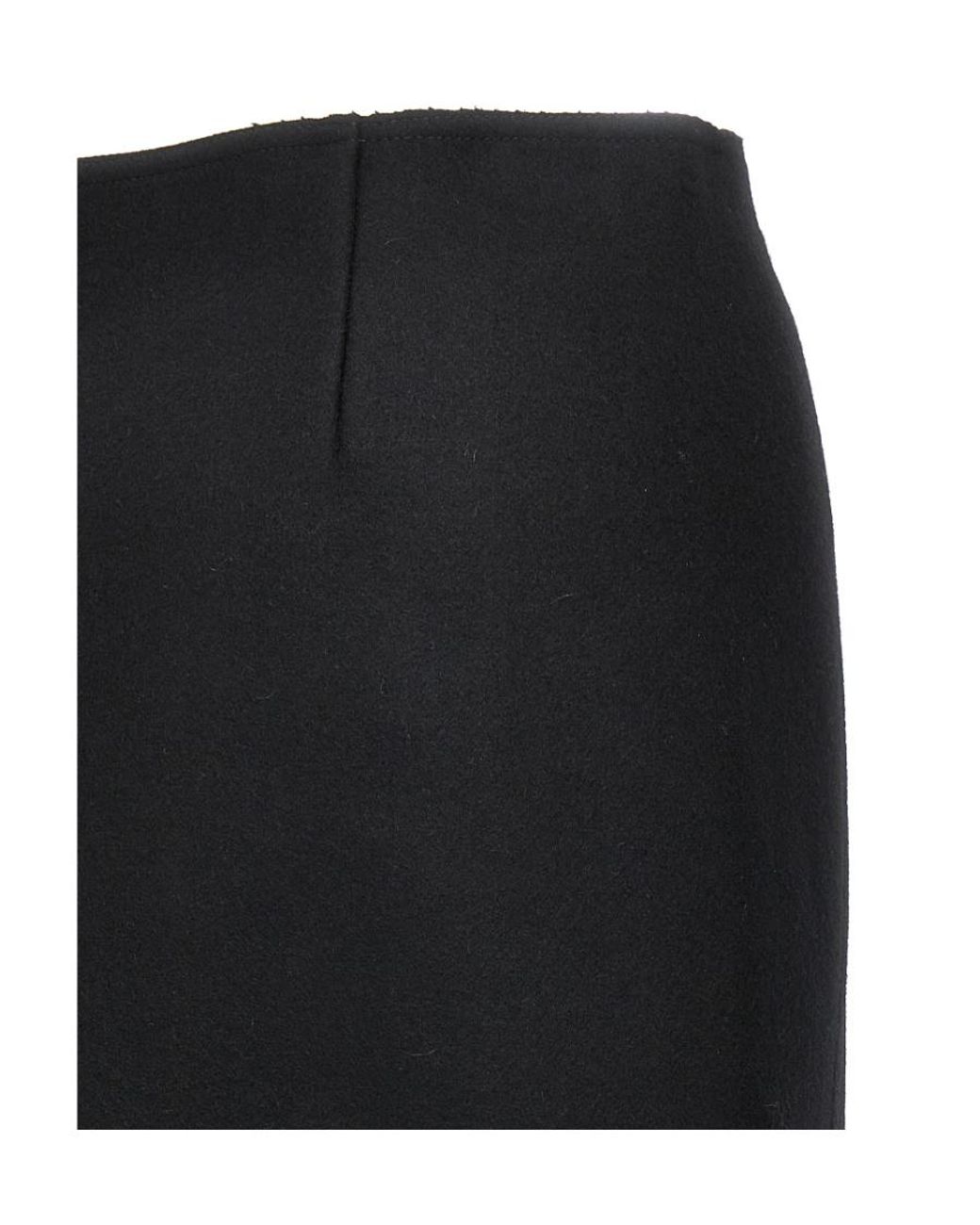 Lanvin Black Back-Slit A-Line Skirt