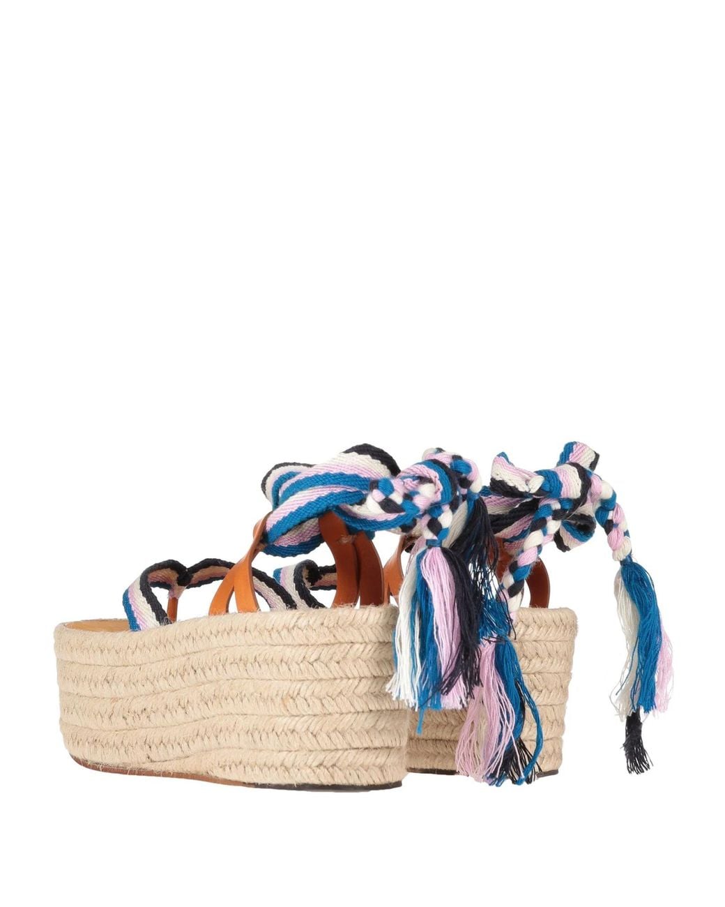 Isabel Marant Blue Multi-Colored Woven Straw Sandals