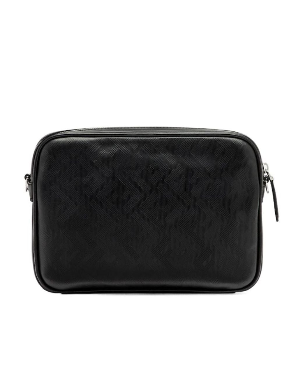 Fendi Black Shadow Diagonal Duo Camera Messenger Bag for men