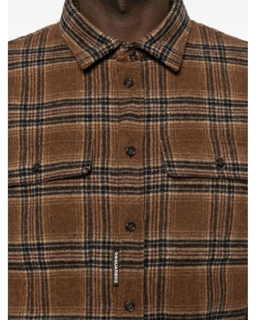 DSquared² Brown Check-Pattern Shirt for men