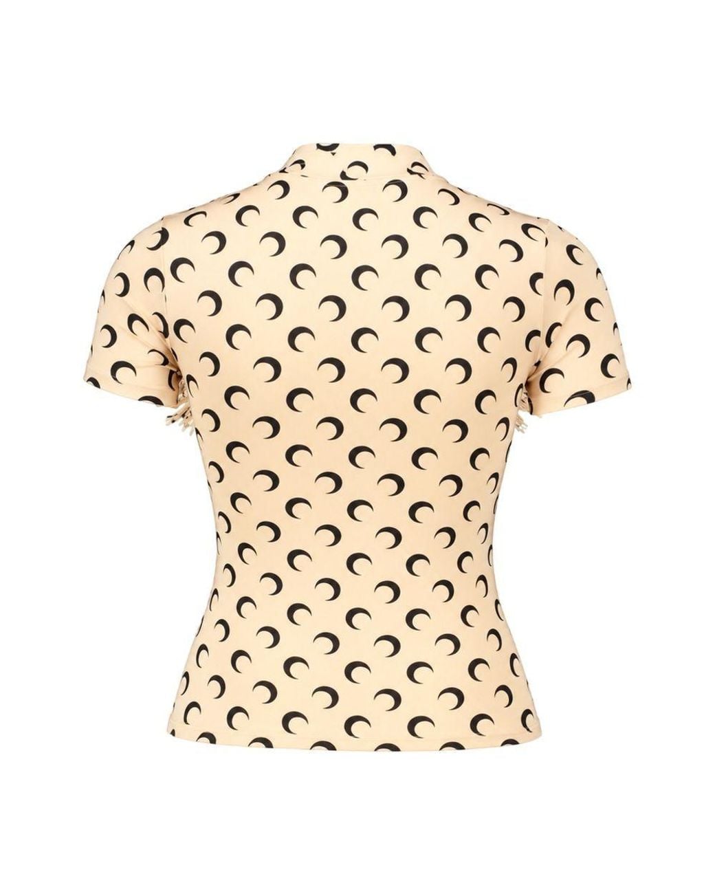 MARINE SERRE Metallic Moon Printed Jersey Pompons Crewneck Top