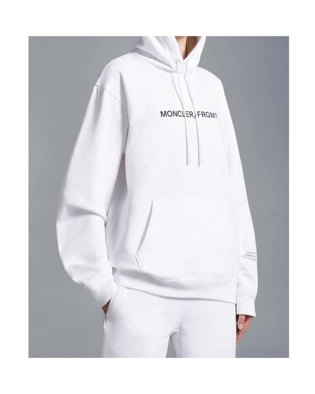 Moncler White Floral Motif Hoodie for men
