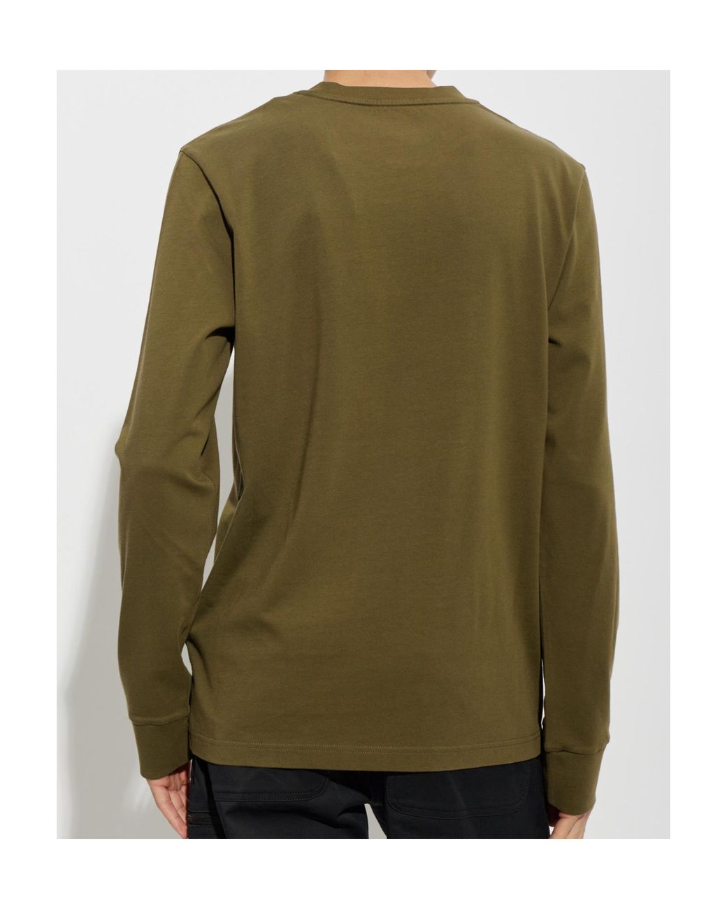 Moncler Green Logo Patch Long Sleeved T-Shirt for men