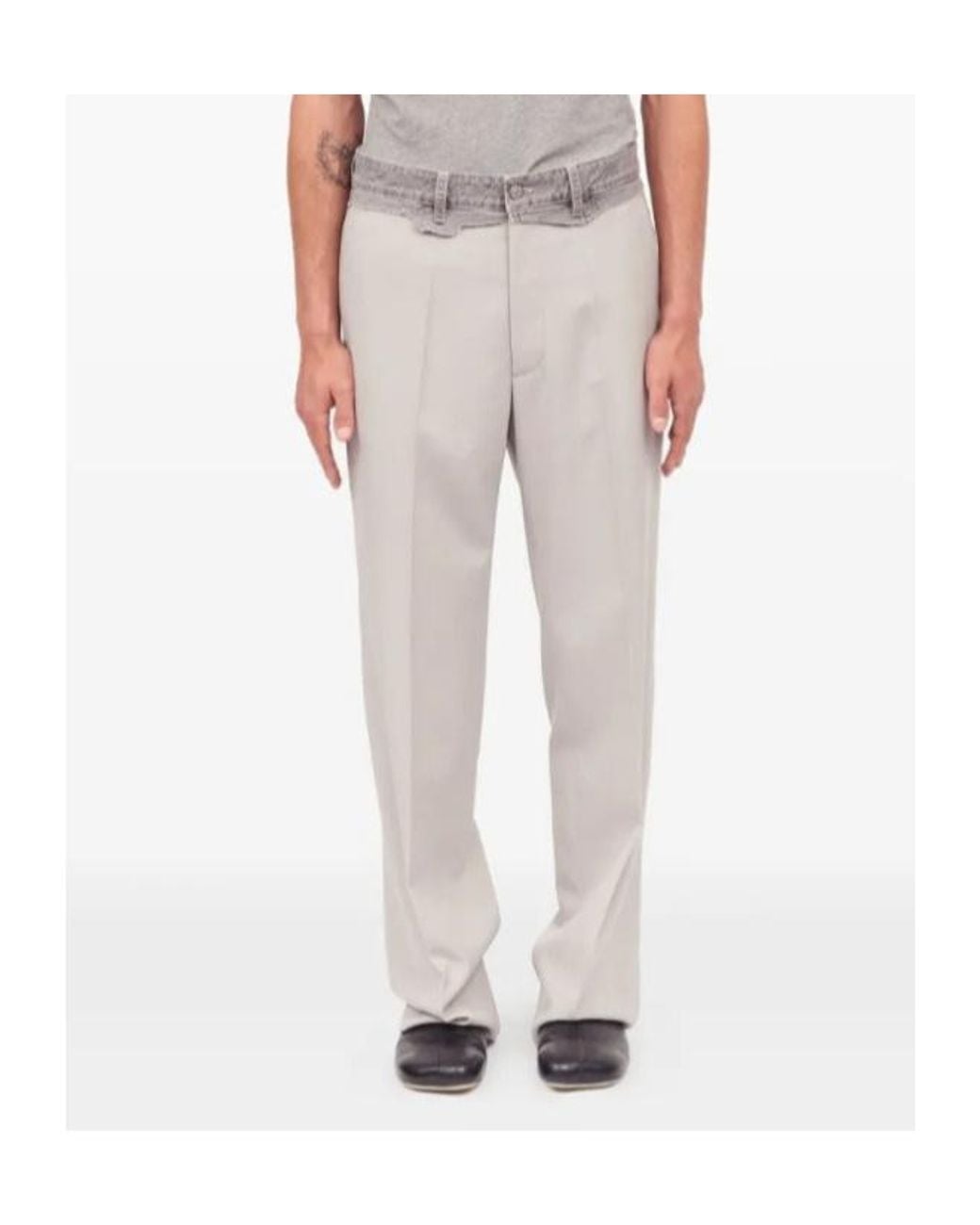 MM6 by Maison Margiela Gray Belted Pleated Trousers for men