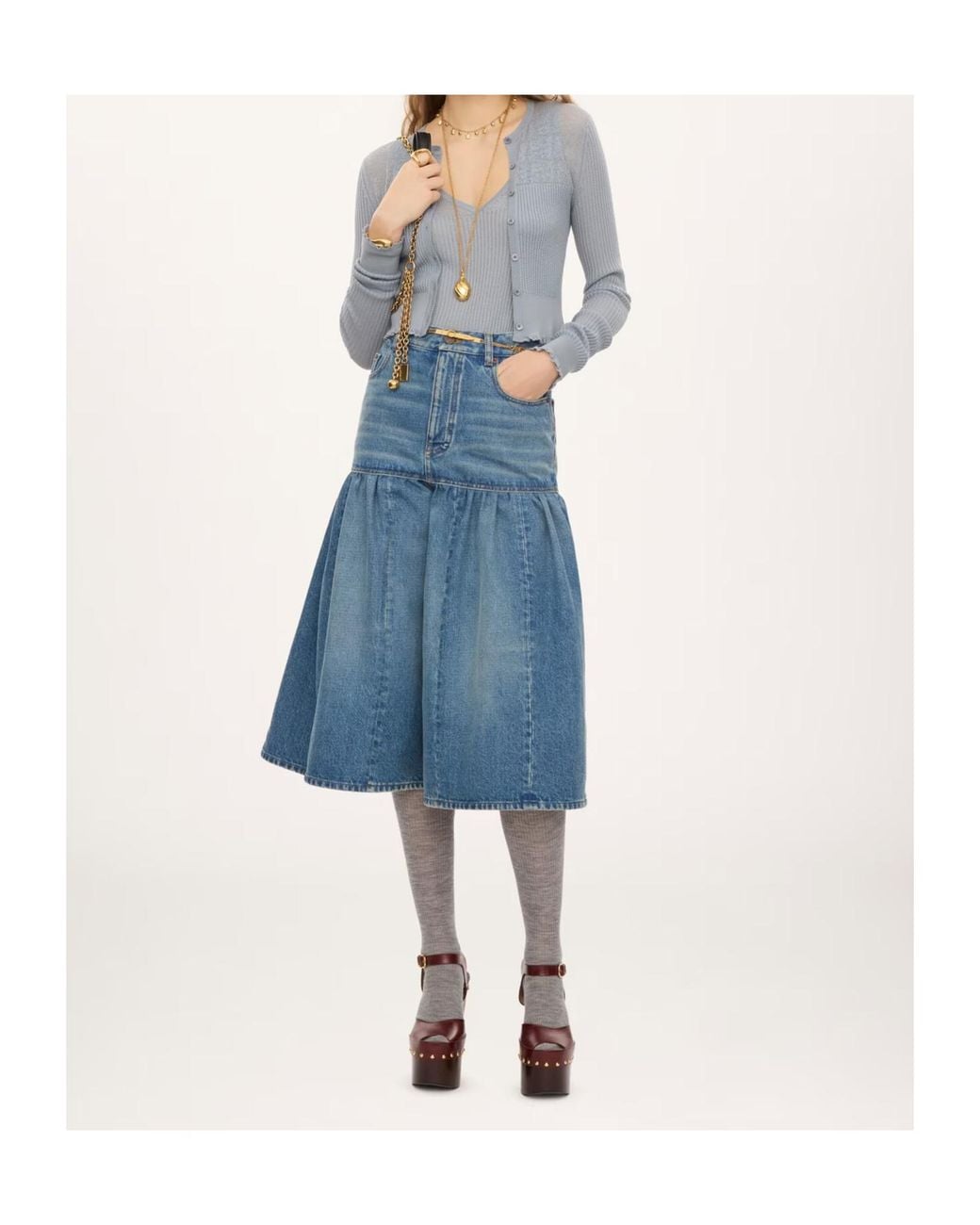 Chloé Blue Chloé Ribbed Cardigan