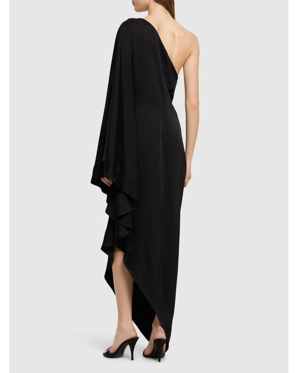 Alexandre Vauthier Black One Shoulder Draped Satin Long Dress