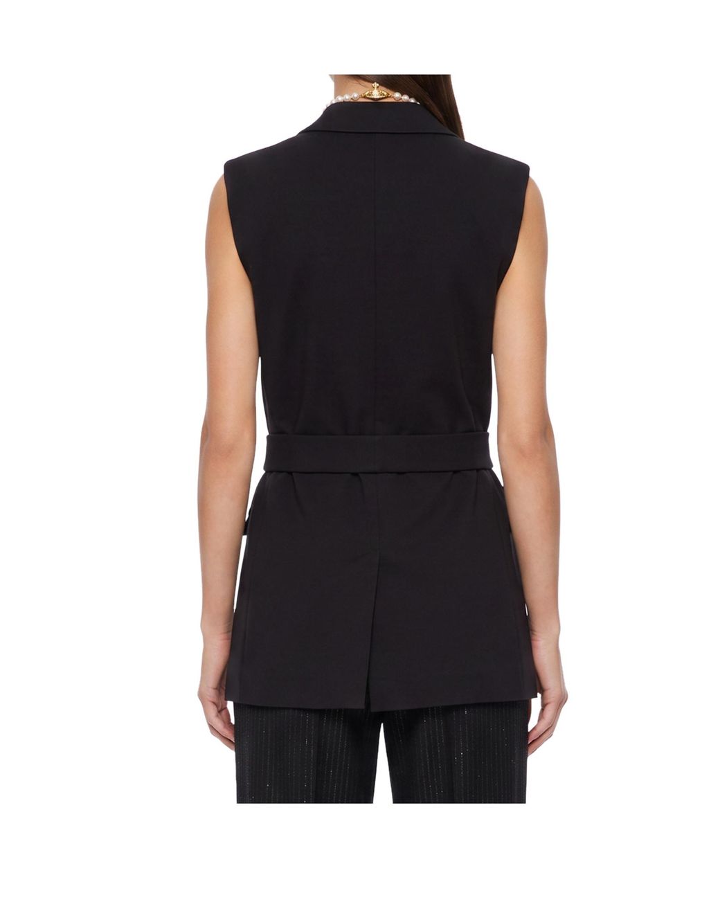 Weekend by Maxmara Black Belted Sleeveless Top