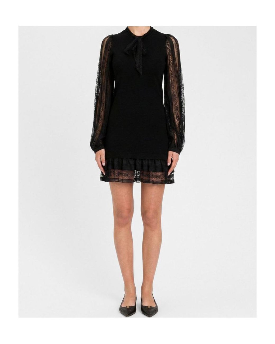 Twinset Black Lace Sleeve Mini Dress