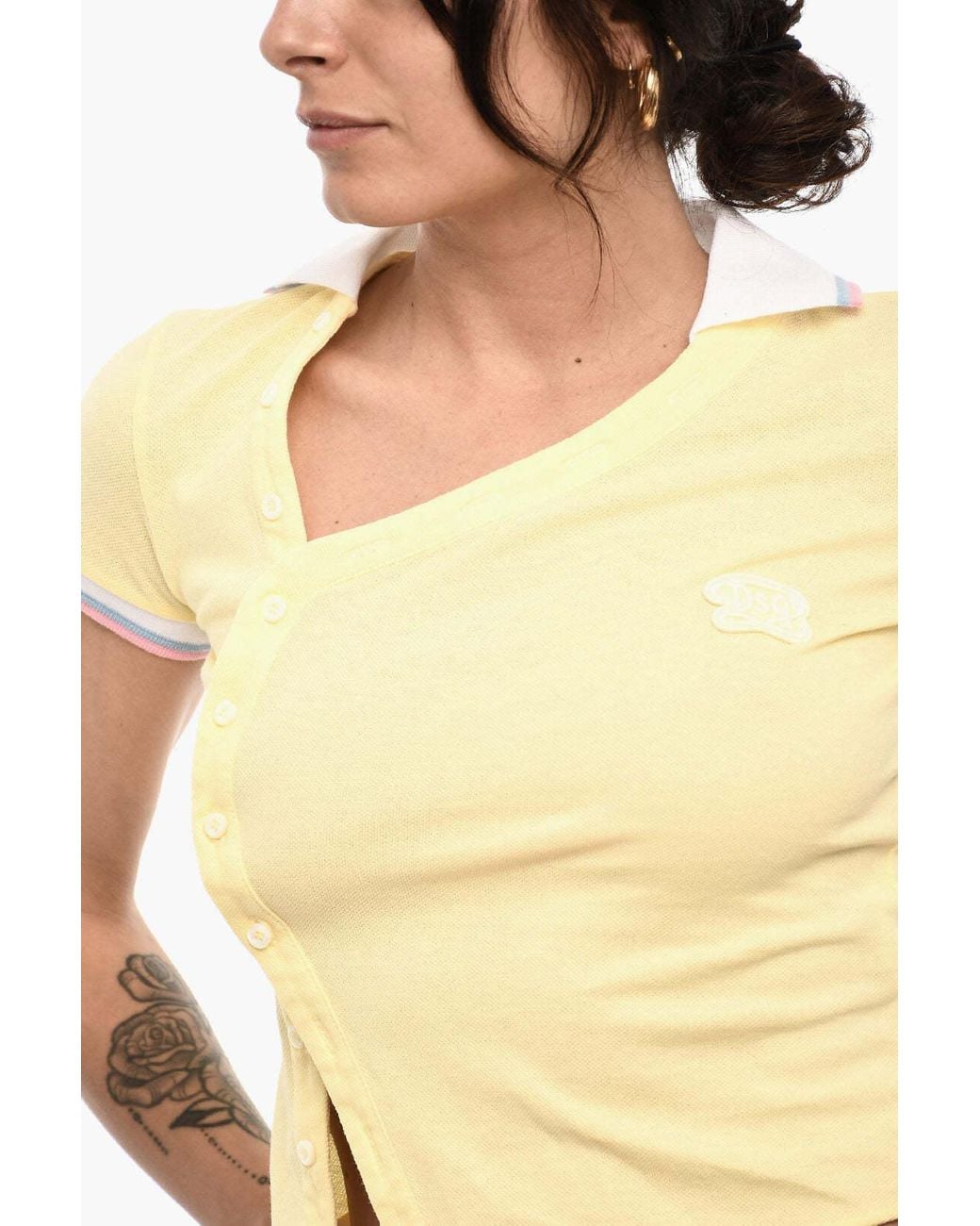 DSquared² Blue Asymmetric-Neck T-Shirt