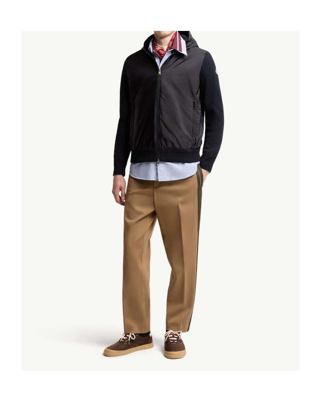 Moncler Blue Logo Patch Zip-Up Hoodie for men