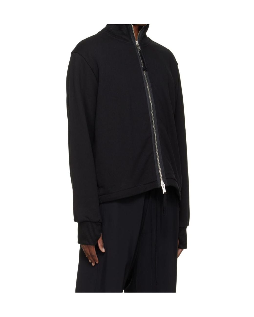 Thom Krom Black Ribbed Cuff Hooded Jacket for men