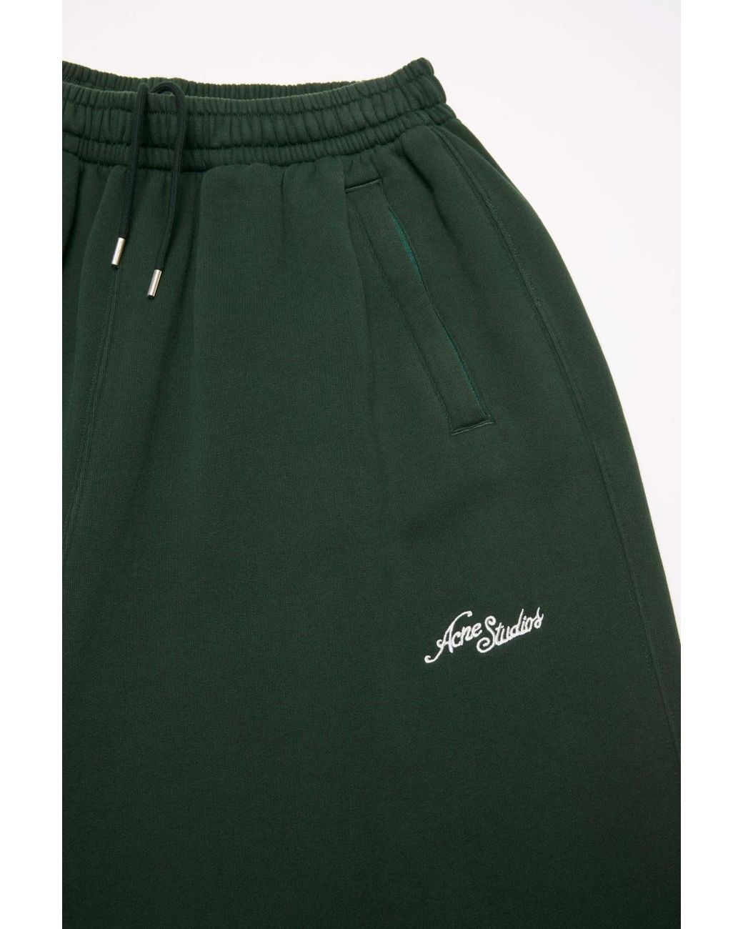 Acne Green Fleece Logo Sweatpants for men