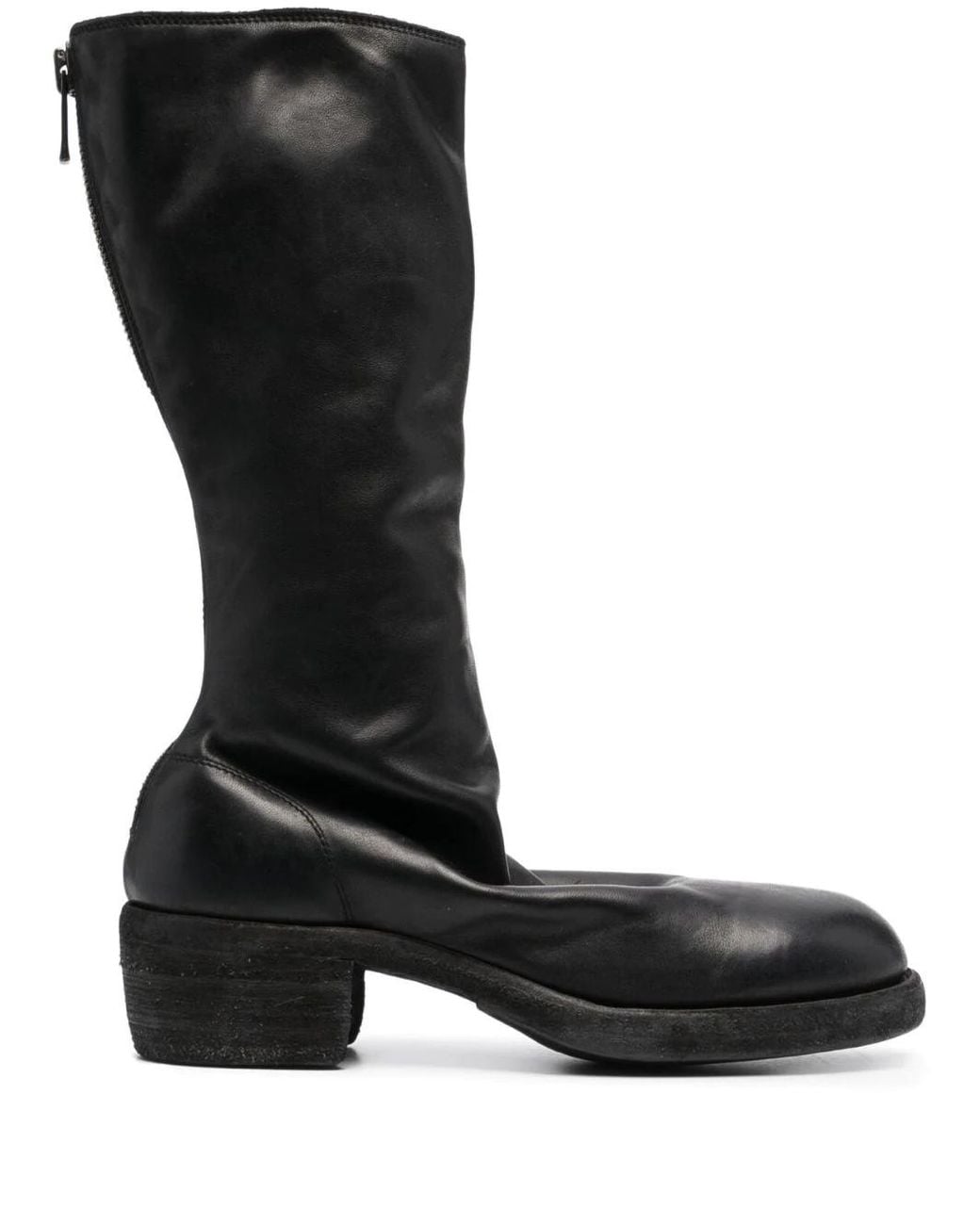 Guidi Black Rear-Zip Leather Boots