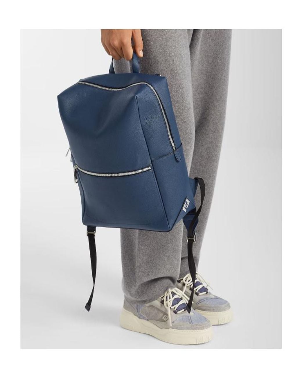 Fendi Gray Force Denim Effect Lace-Up Sneakers for men