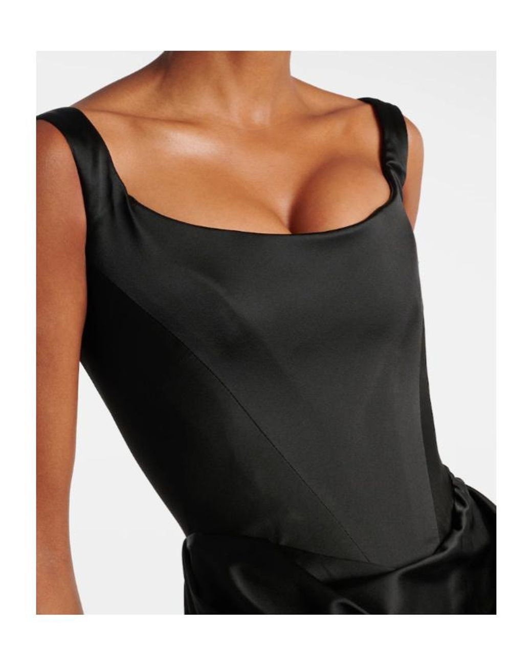 Vivienne Westwood Black Camille Draped Crêpe Satin Bustier Gown