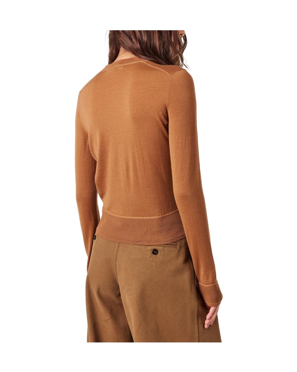Chloé Brown Retro Long-Sleeved Top