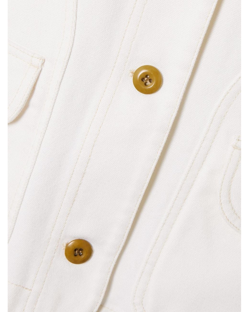 Doen White Pascual Corduroy-Trimmed Cotton Jacket
