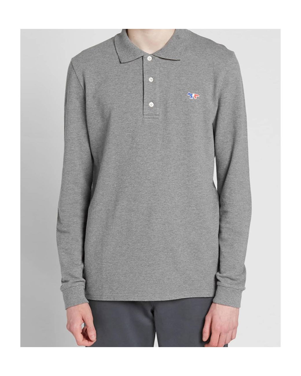 Maison Kitsuné Gray Long-Sleeve Polo Shirt for men