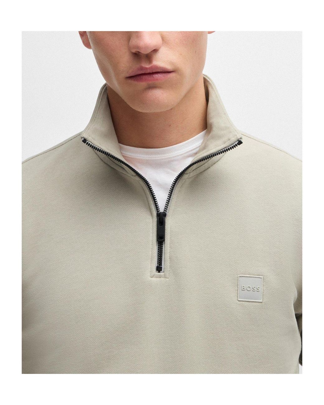 Boss Gray Zip Fleece Jumper for men