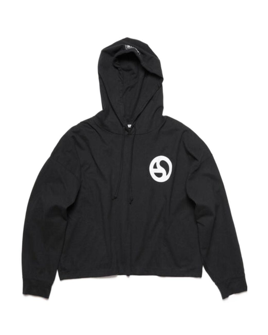 Acne Black Logo Printed Drawstring Hoodie for men