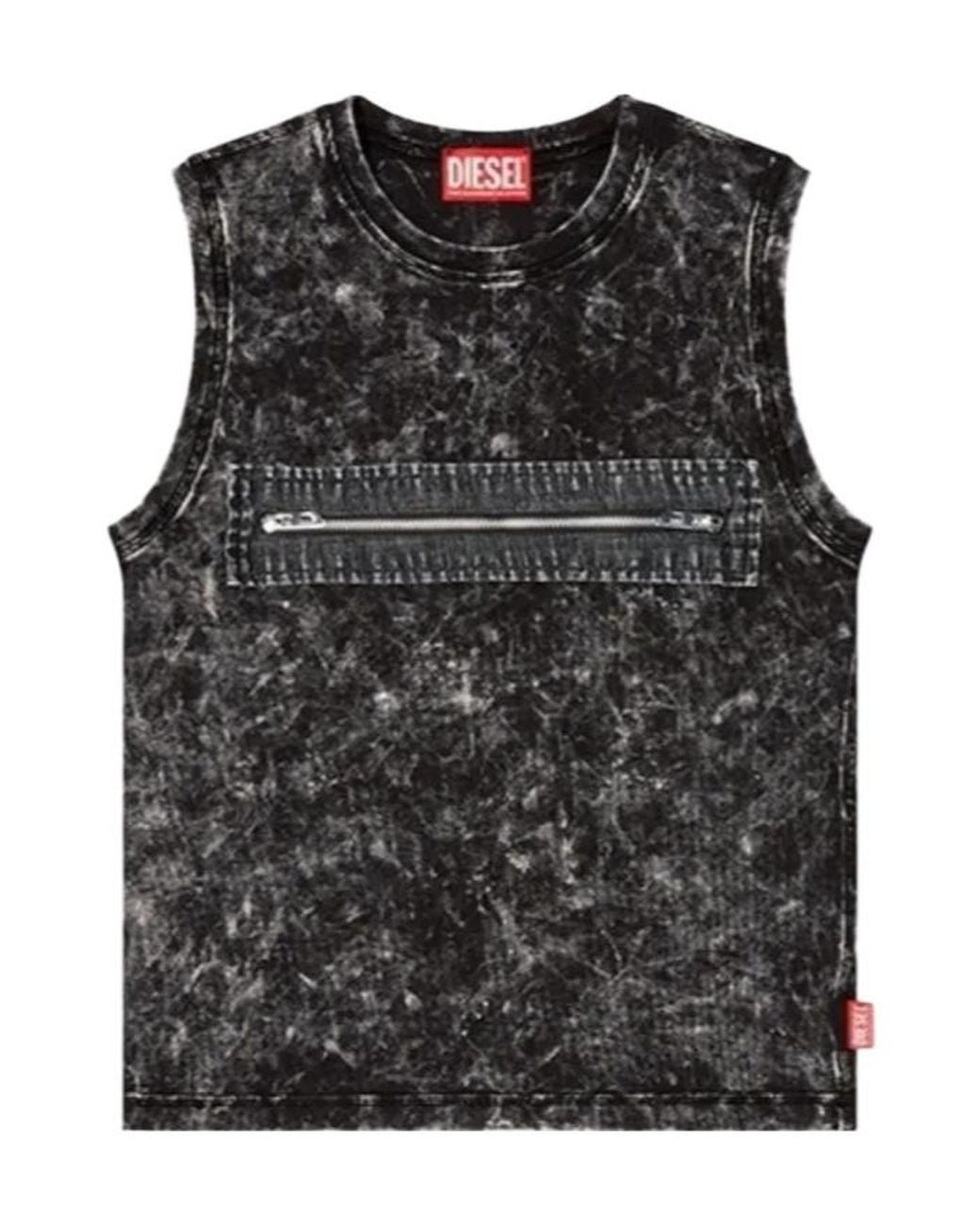 DIESEL Black T-Arted Ribbed Tank Top