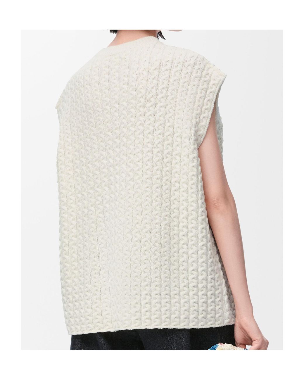 Loewe White Monogram Embroidered Knitted Vest