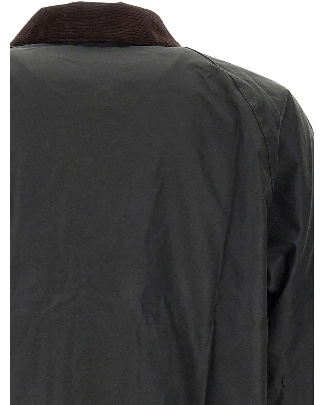Barbour Black Transport Waxed Jacket With Corduroy Collar for men